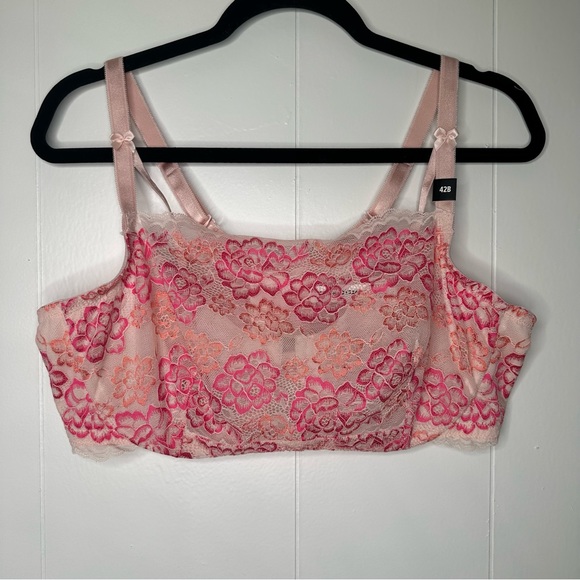 Torrid Bandeau Multi Way Balconette Pink Lace Bra Full Coverage Unlined - Picture 6 of 11